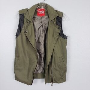 NON STOP Army Green Studded Vest Sz M